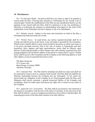 shaw group  employee_compensation