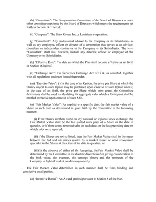 shaw group  employee_compensation