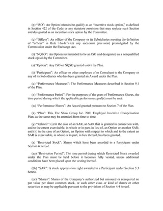 shaw group  employee_compensation