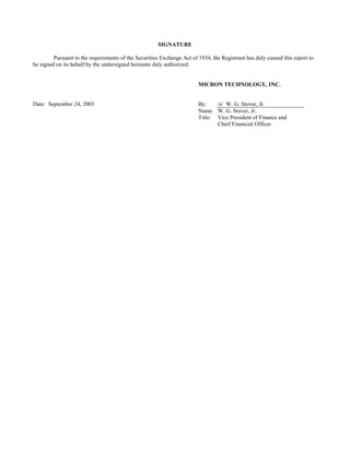 micron technollogy 8-K_092403_YE_EarningsRel