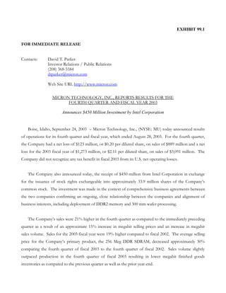 micron technollogy 8-K_092403_YE_EarningsRel