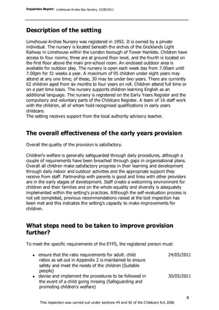 Nursery Education inspection report | PDF