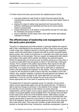 Nursery Education inspection report | PDF
