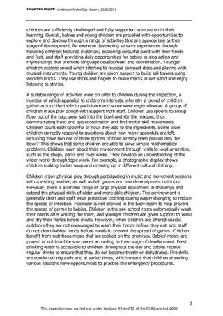 Nursery Education inspection report | PDF