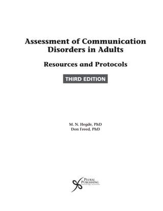 Assessment Of Communication Disorders In Adults Resources And Protocols ...
