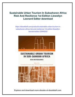 Sustainable Urban Tourism In Subsaharan Africa Risk And Resilience 1st ...