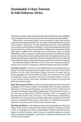Sustainable Urban Tourism In Subsaharan Africa Risk And Resilience 1st ...
