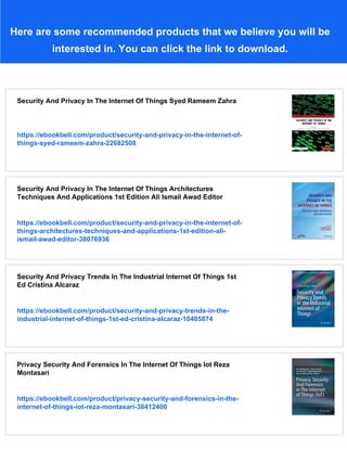 Security And Privacy In The Internet Of Things Challenges And Solutions ...