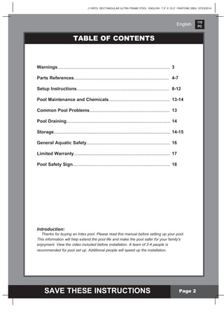 Rectangular swimming pool manual | PDF