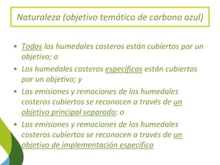 Enhancing NDC Targets: Blue Carbon Options Mejorar los objetivos de carbono azul