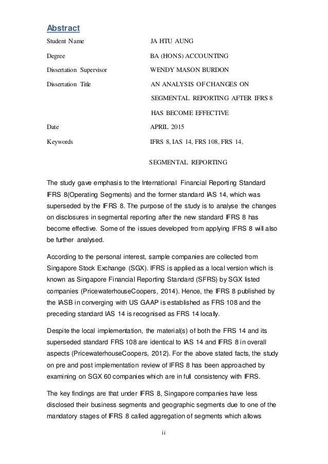 Dissertation on ifrs