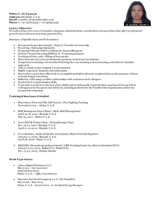 wilma resume uae
