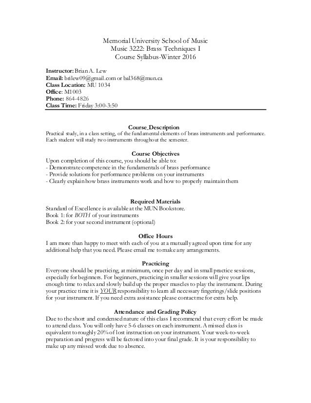 Brass Techniques Syllabus