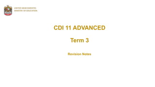 CDI 11 ADVANCED
Term 3
Revision Notes
 
