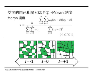 gԼvȤϣ -Moran y
 Moran y



                             (      )




             I=-1      I=0   I=+1
ֹIߵȌTѧУ ZgY - Ѩt
 