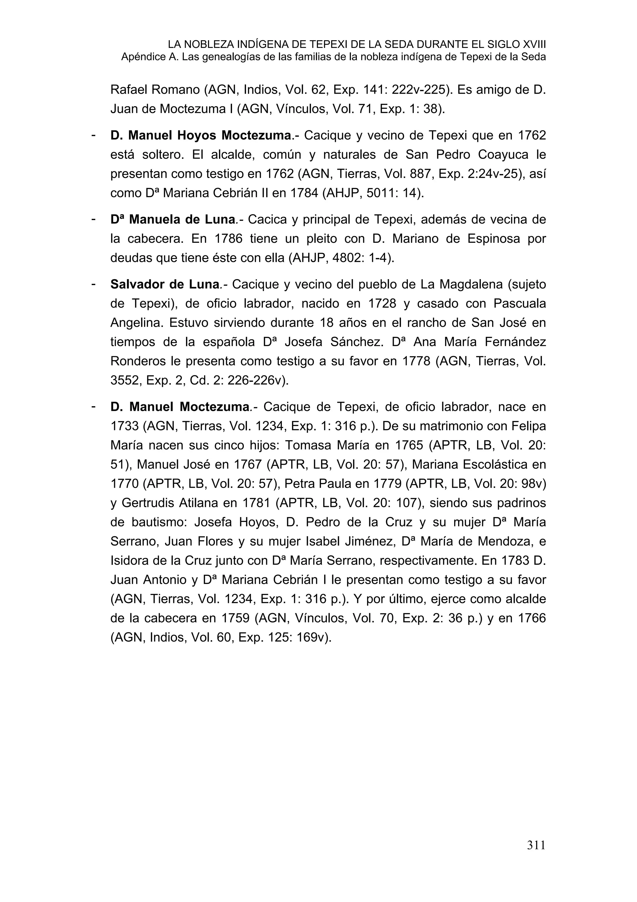 APENDICE A Las genealogías de las familias de la nobleza indígena de ...