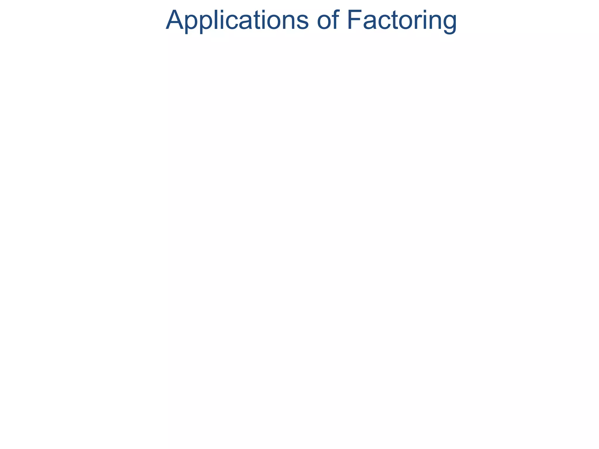 Applications of Factoring
 