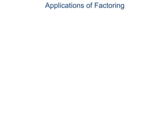 Applications of Factoring
 