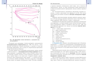 166 Раздел VII. Звезды 167§25. Эволюция звезд
В верхней части диаграммы «спектр-светимость» располагается
последовательность сверхгигантов (рис. 128). Это звезды с очень
высокой светимостью, низкой плотностью, в десятки и сотни раз
большими диаметрами, чем у Солнца. К сверхгигантам причисляют
звезду Бетельгейзе (α Ориона).
В левой нижней части диаграммы расположены горячие звезды
слабой светимости — последовательность белых карликов. Их раз-
меры сравнимы с размерами Земли, а массы близки к массе Солн-
ца. Поэтому средняя плотность белых карликов превышает плот-
ность земных пород в сто тысяч раз. С другой стороны, средняя
плотность звезд-сверхгигантов очень низкая — в тысячи раз мень-
ше плотности земной атмосферы. Плотность вещества в атмосфере
звезды влияет на ширину спектральных линий. Поэтому, например,
у красных карликов спектральные линии шире, чем у гигантов и
сверхгигантов. Значит, по виду спектральных линий определяется,
к какой последовательности принадлежит звезда (главная, карлики,
гиганты).
По последовательности оценивается абсолютная звездная ве-
личина, а затем и расстояние (см. формулу 6, § 22). Этот метод
определения расстояний называется методом спектральных парал-
лаксов.
Наиболее многочисленными звездами являются красные карли-
ки: на 10 млн красных карликов приходится около 1 млн белых кар-
ликов, примерно 1000 гигантов и только 1 сверхгигант.
На Йеркской обсерватории разработана двумерная спектральная
классификация, в которой каждый спектр звезды учитывает особен-
ности спектральных линий и светимость звезд (см. рис. 128). Эта
классификация разделяет все звезды на несколько классов свети-
мости (от I до VII).
Ia-0 — самые яркие сверхгиганты;
Ia — яркие сверхгиганты;
Iab — средние сверхгиганты;
Ib — слабые сверхгиганты;
II — яркие гиганты;
III — слабые гиганты;
IV — субгиганты;
V — главная последовательность;
VI — субкарлики;
VII — белые карлики.
2. Рождение звезд. Процесс звездообразования идет в Галактике
непрерывно — с момента ее возникновения. Подтверждением рож-
дения звезд в настоящее время является существование массивных
горячих звезд классов О и В, время жизни которых не превосходит
10 млн лет.
Продолжительность жизни звезд составляет от миллионов до де-
сятков миллиардов лет. Это время слишком велико, чтобы просле-
дить жизненный путь звезд, или их эволюцию. Поэтому основным
методом исследования эволюции звезд служит построение моделей
внутреннего строения звезд.
При построении модели задают начальные условия физического
состояния газа: химический состав, давление (плотность), темпера-
туру, массу. Затем на основании физических законов (газовых за-
O5
+15
+10
+5
0
–5
–10
B0 B5 A0 A5 F0 F5 G0 G5 K0 K5 M0 M5
Спектр
VII
VI
V
IV
III
II
Iab
Ib
Ia
Ia – 0
Cолнце
O5 B0 B5 A0 A5 F0 F5 G0 G5 K0 K5 M0 M5M
Рис. 128. Диаграмма «спектр-светимость» с указанием клас-
сов светимости
 