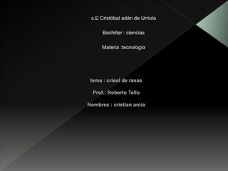 c.E Cristóbal adán de Urriola
Bachiller : ciencias
Materia :tecnología
 