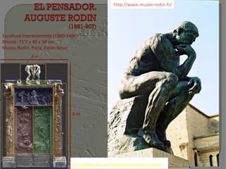 Escultura impressionista (1880-1900).  Bronze. 71’7 x 40 x 58 cm.  Museu Rodin, París. Palais Biron http://www.musee-rodin.fr/ 6 m 4 m http://www.xtec.es/~fchorda/prima6/imma/rodin / 