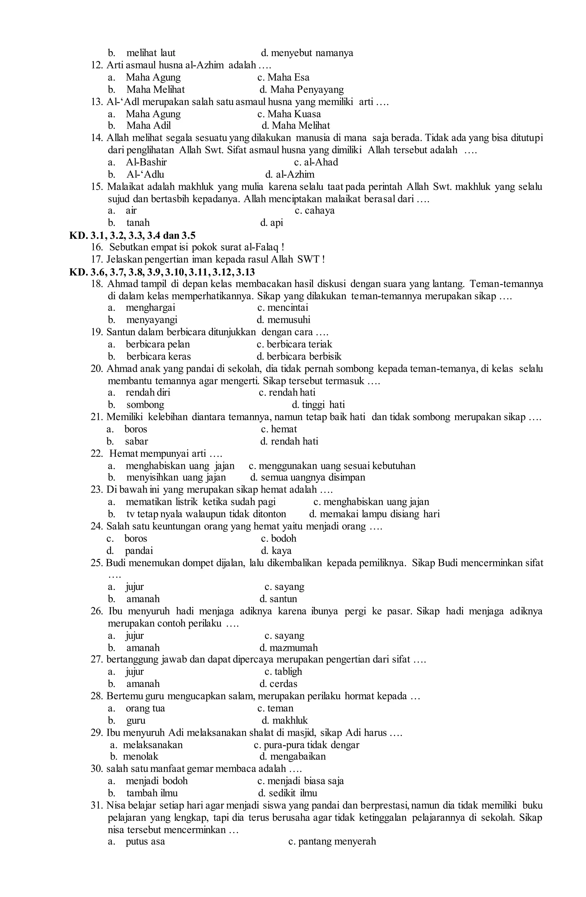 Bank Soal PAI Kelas 1: Fondasi Kuat Pendidikan Agama Islam Sejak Dini Bank Soal PAI Kelas 1: Fondasi Kuat Pendidikan Agama Islam Sejak Dini