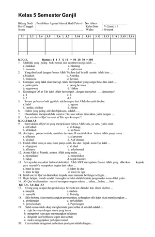 Bank Soal PAI Kelas 11 Semester 1: Buku Paket 6 (1200 Kata)