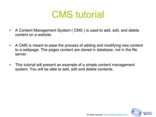 Cadogan n°11 London CMS tutorial Content Management System 