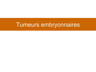 Tumeurs embryonnaires 