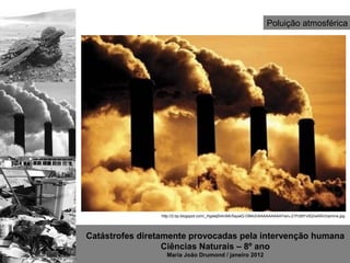 Poluição atmosférica




                http://2.bp.blogspot.com/_Hgwej0nkn9A/SaywG-O84UI/AAAAAAAAAYw/u-21PzMYv5Q/s400/chamine.jpg




Catástrofes diretamente provocadas pela intervenção humana
                  Ciências Naturais – 8º ano
                  Maria João Drumond / janeiro 2012
 