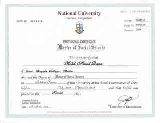 Last Academic Certificate