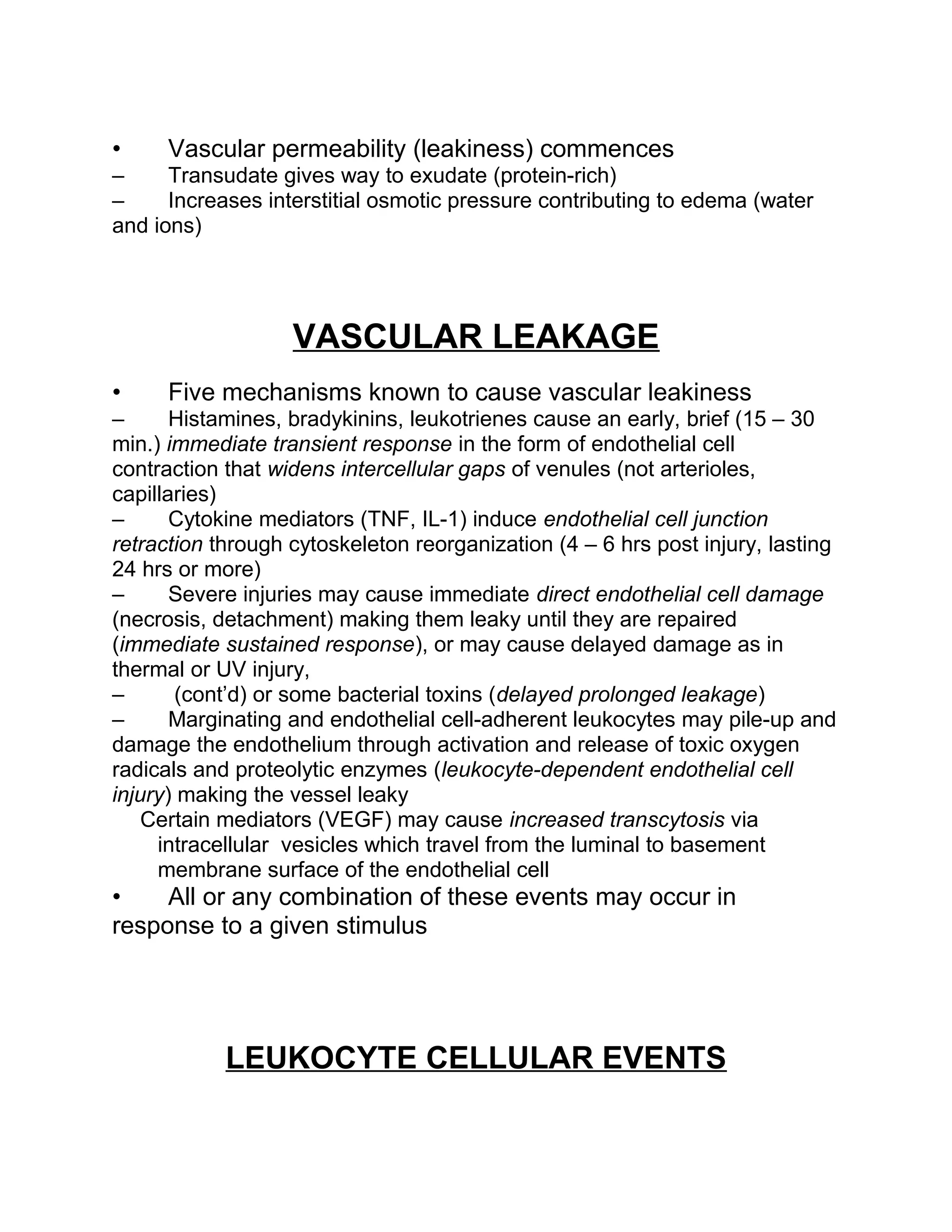 11 cellular & vascular events in acute inflammation | DOC