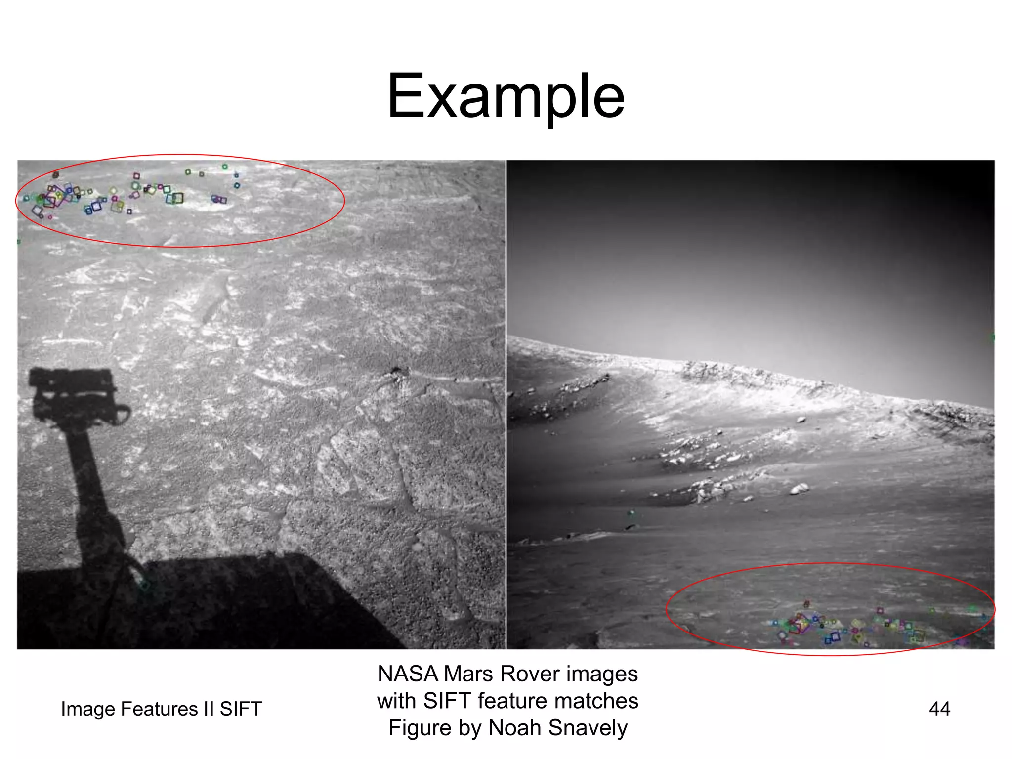 NASA Mars Rover images
with SIFT feature matches
Figure by Noah Snavely
Example
44Image Features II SIFT
 