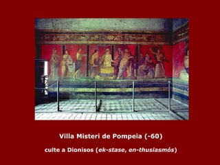 Villa Misteri de Pompeia (-60) culte a Dionisos ( ek-stase ,  en-thusiasmós ) 