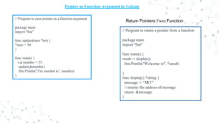 Pointers in C and GO presentation explaination | PDF