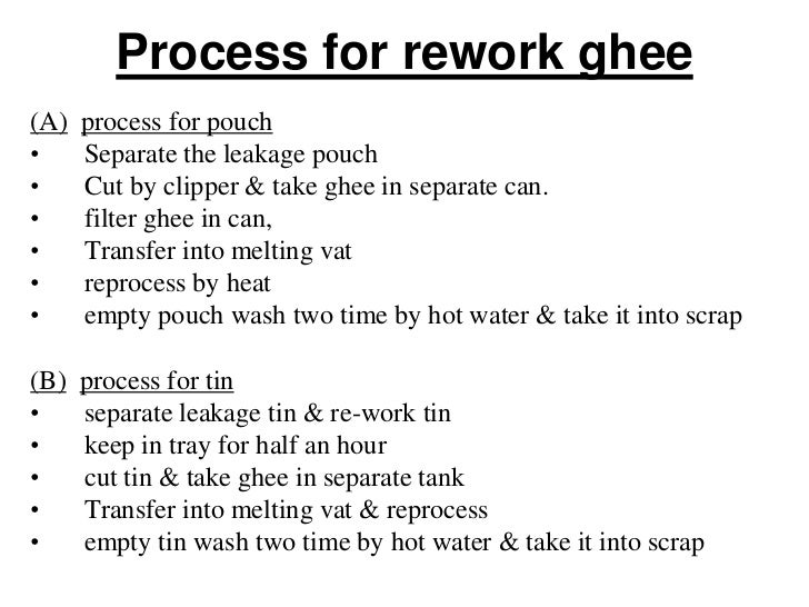 Ghee Processing Flow Chart