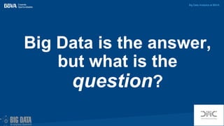 Big Data Analytics at BBVA
Big Data is the answer,
but what is the
question?
 