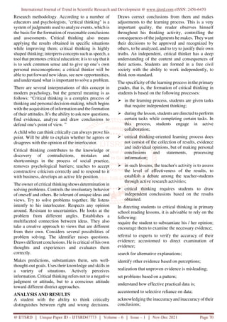 Developing Critical Thinking Skills of Primary School Students | PDF
