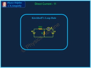Physics Helpline
L K Satapathy
Direct Current - 11
Kirchhoff’s Loop Rule
60
R
A
4V 1V
 