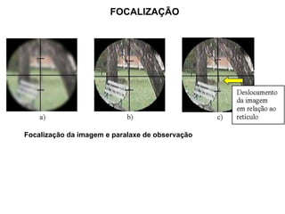 FOCALIZAÇÃO
Focalização da imagem e paralaxe de observação
 