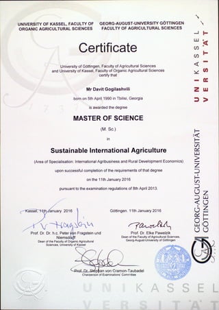 M.Sc. Certificate