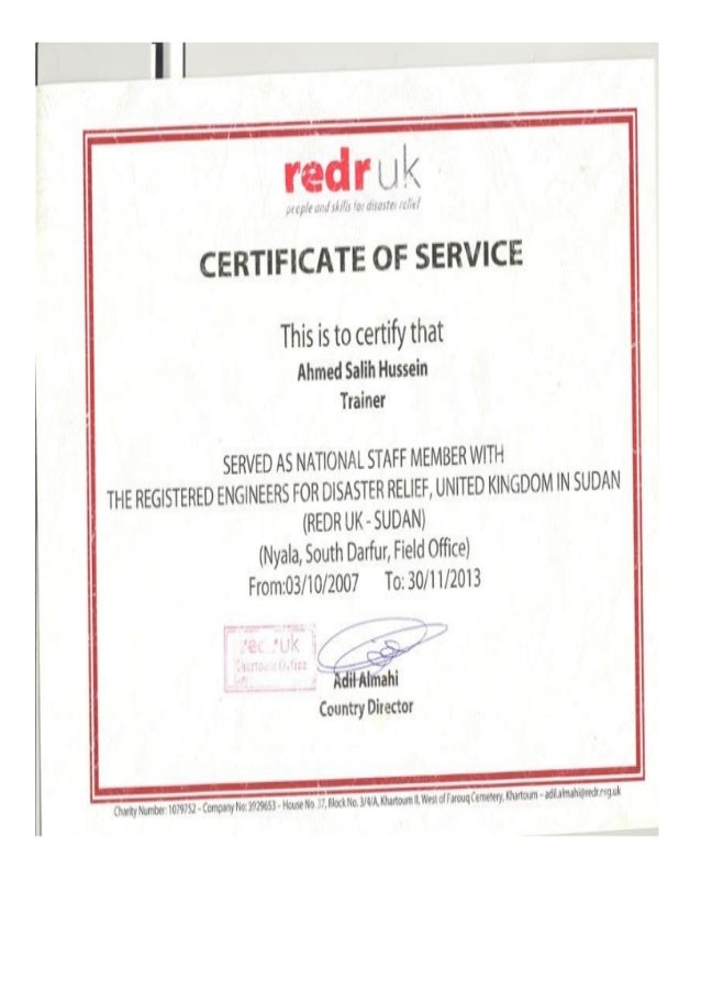 work certificate redr
