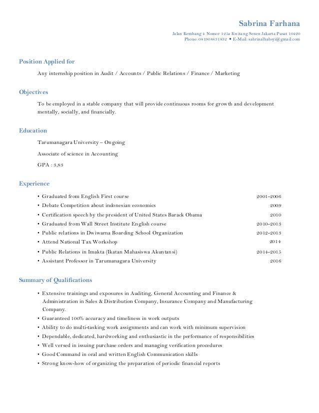 Sabrina Farhana Cv 2016
