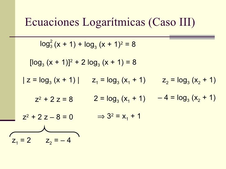 Ecuaciones Logaritmicas (Caso III)