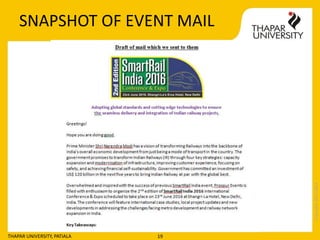 Copyright2013-2014
THAPAR UNIVERSITY, PATIALA 19
SNAPSHOT OF EVENT MAIL
 