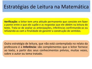 Estratégias de Leitura na Matemática
 