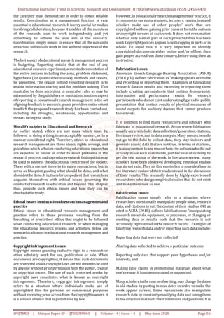 Ethical Issues in Educational Research Management and Practice | PDF