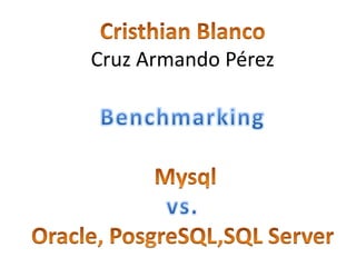 Cristhian Blanco Cruz Armando Pérez  Benchmarking Mysql vs.  Oracle, PosgreSQL,SQL Server 