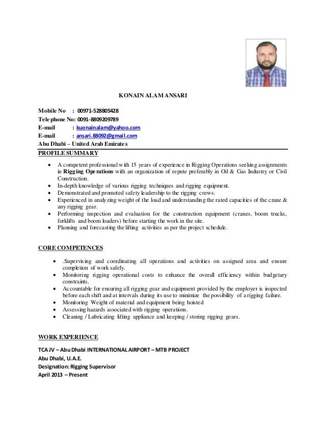 cv konain alam ansari rigging supervisor 2015 1 638