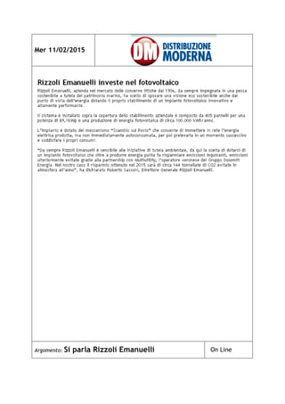 Mer 11/02/2015
Argomento: Si parla Rizzoli Emanuelli On Line
 